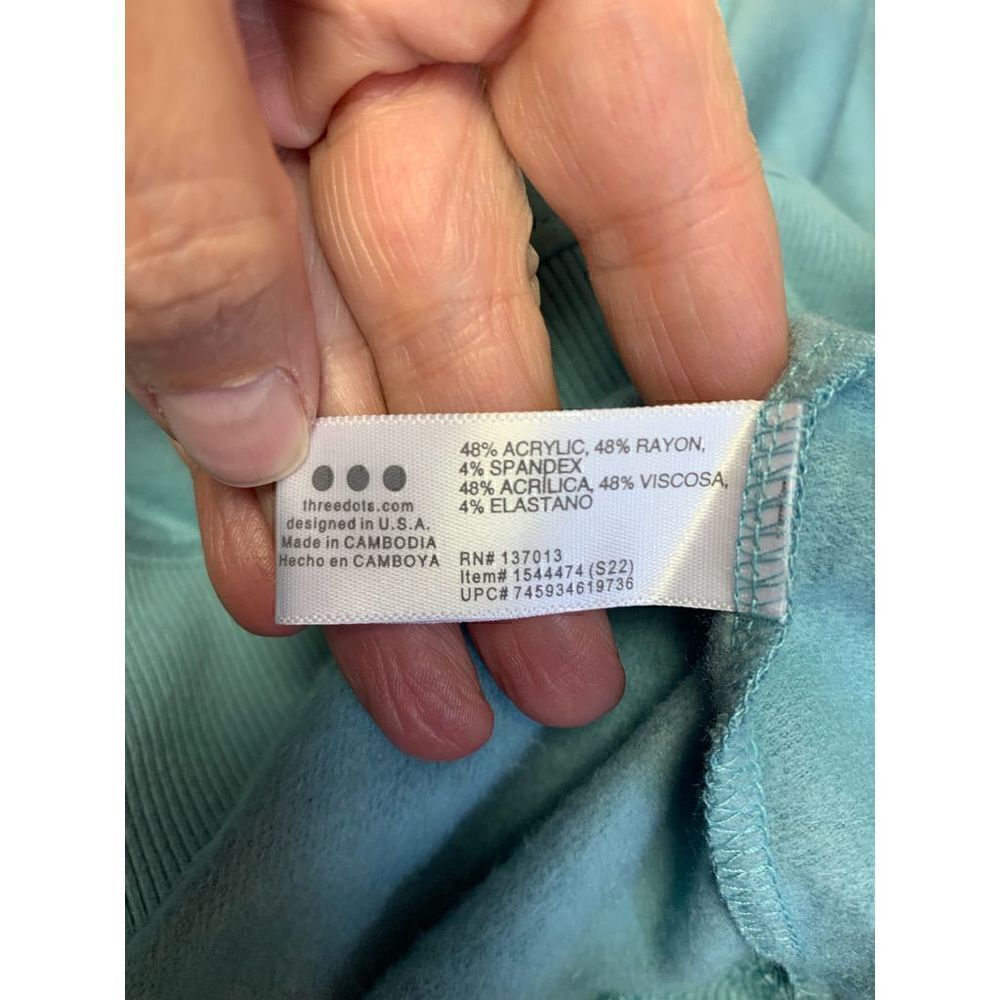 Three Dots Nile Blue 1/4 Zip Top Size L - Picture 9 of 13